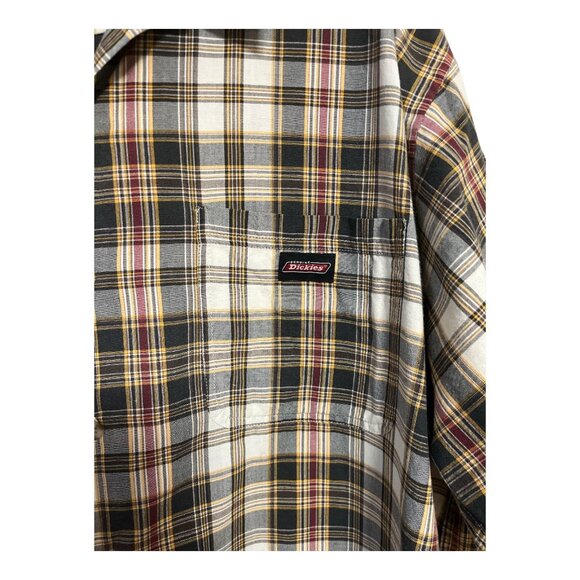 Dickies Men’s 2XL Plaid Button-Up Shirt – Black Gold Gray Check – Cotton Blend S - Picture 2 of 5